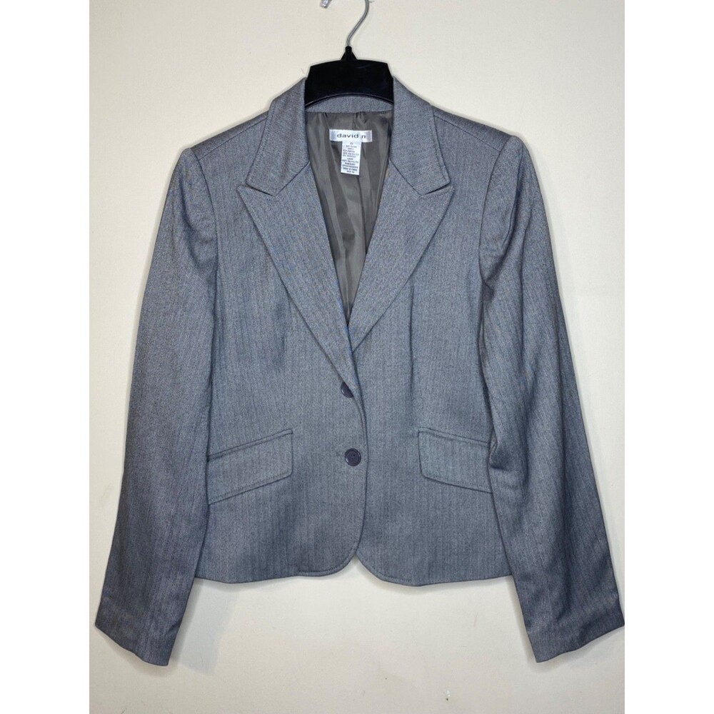 David N Women's Striped Gray Blazer Size 14